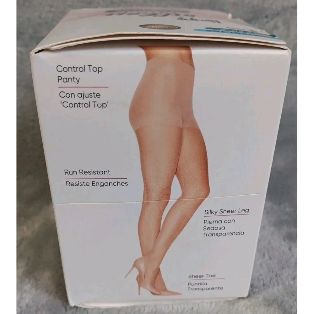 Leggs Silken Mist Tights Sz B Nude Control Top Run Resist Silky Sheer Leg 2 Pair
